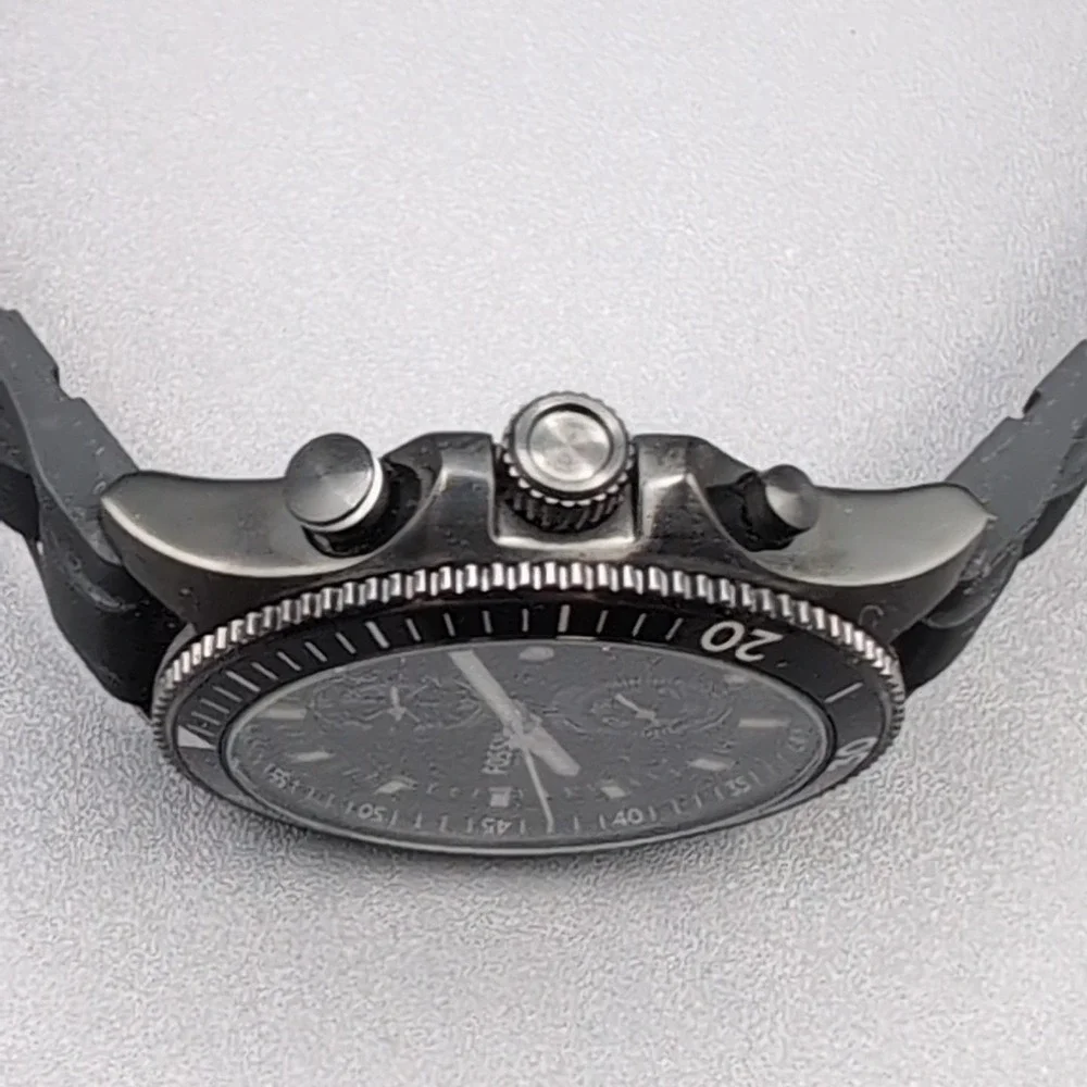 Fossil Mens CH3010 Wakeley Chronograph 44mm Black Silicone Sport Watch